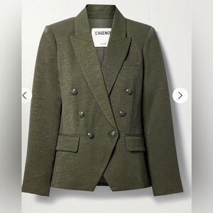 $650 L'AGENCE Olive Kenzie double-breasted faille blazer Sz 16